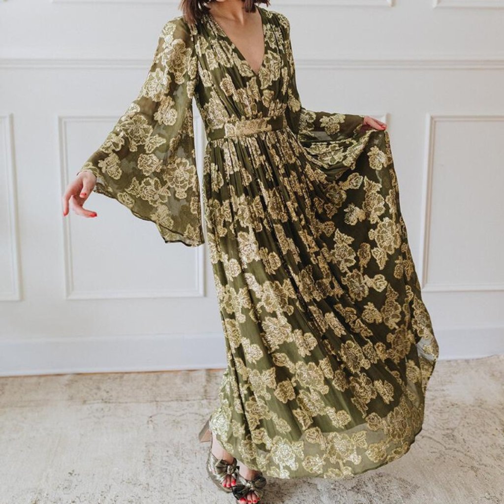 Mille Caye Dress In Gold Leaf, Xs